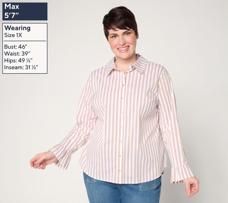 BEAUTIFUL by Lawrence Zarian Novelty Next Level Button Front Shirt — View 2