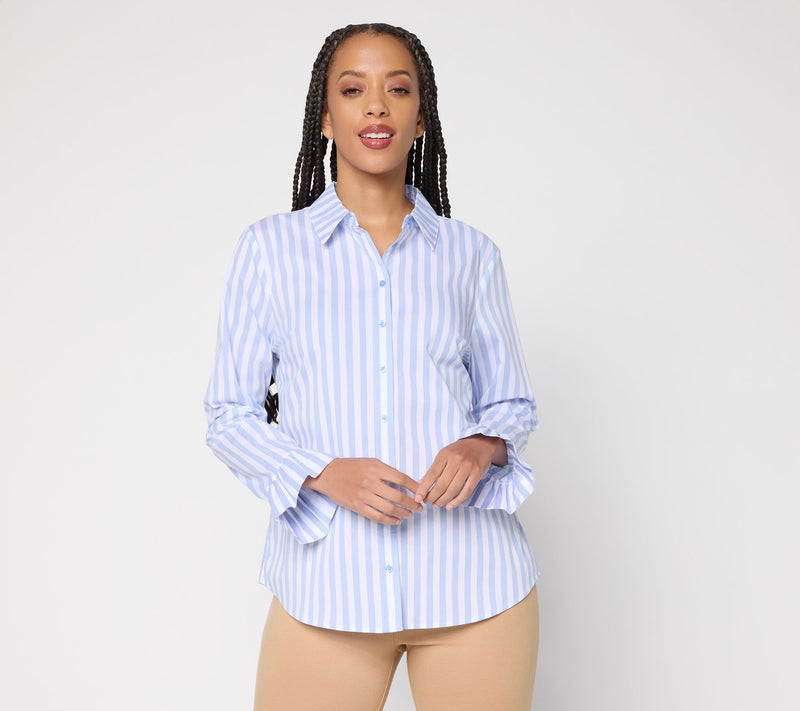 BEAUTIFUL by Lawrence Zarian Novelty Next Level Button Front Shirt — Main view