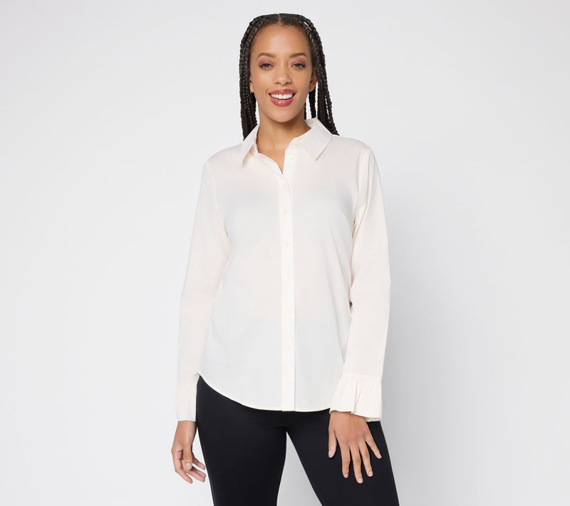 BEAUTIFUL by Lawrence Zarian Novelty Next Level Button Front Shirt — View 14