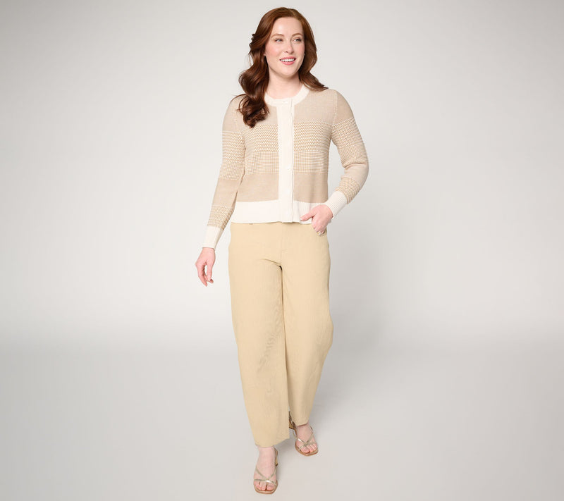 BEAUTIFUL by Lawrence Zarian 100% Cotton Novelty Stitch Cardigan — View 5
