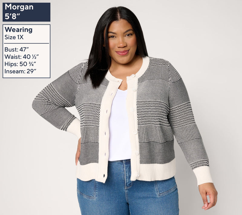 BEAUTIFUL by Lawrence Zarian 100% Cotton Novelty Stitch Cardigan — View 2