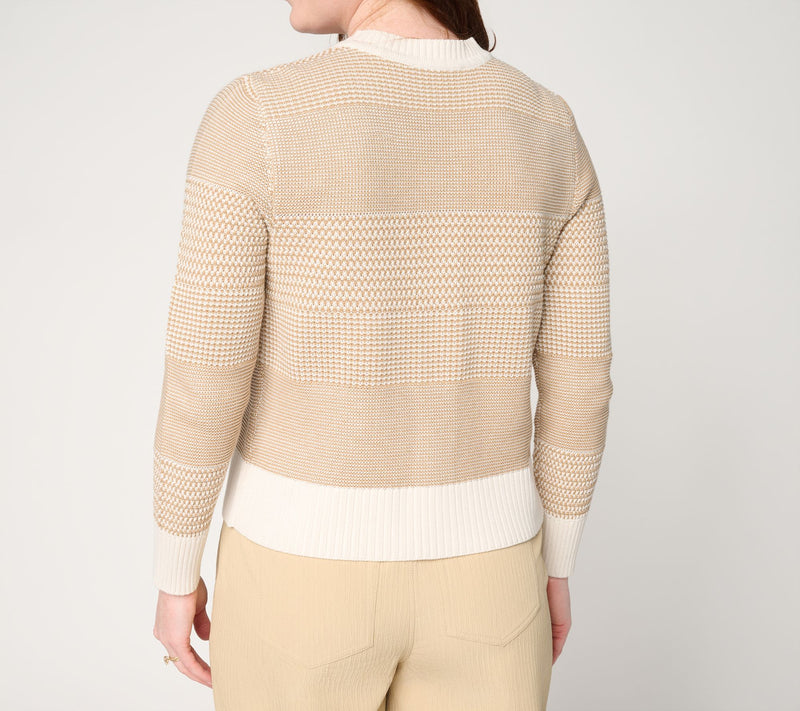 BEAUTIFUL by Lawrence Zarian 100% Cotton Novelty Stitch Cardigan — View 4