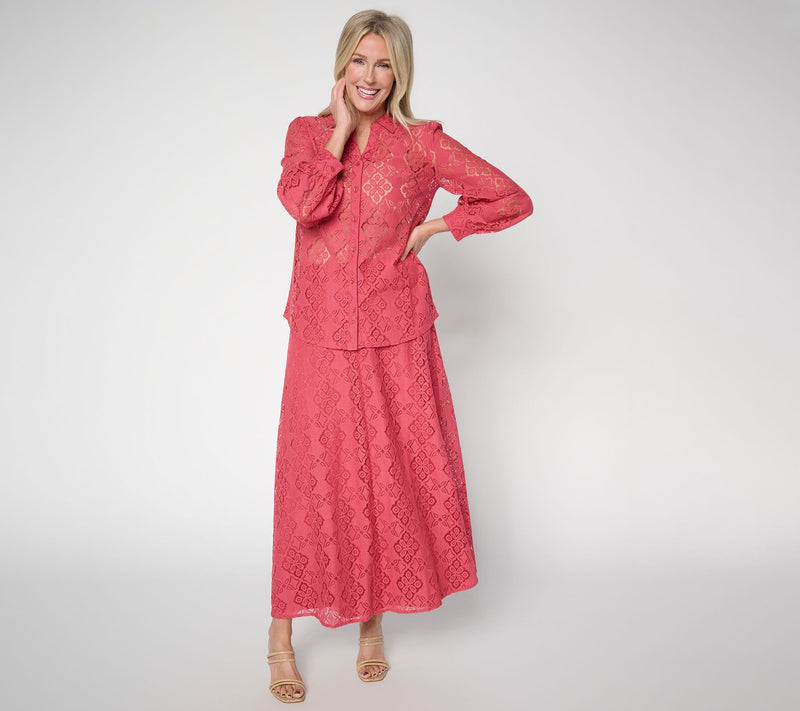 BEAUTIFUL by Lawrence Zarian Regular Lace Pull On Skirt — View 5
