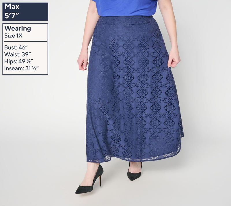 BEAUTIFUL by Lawrence Zarian Petite Lace Pull On Skirt — View 8