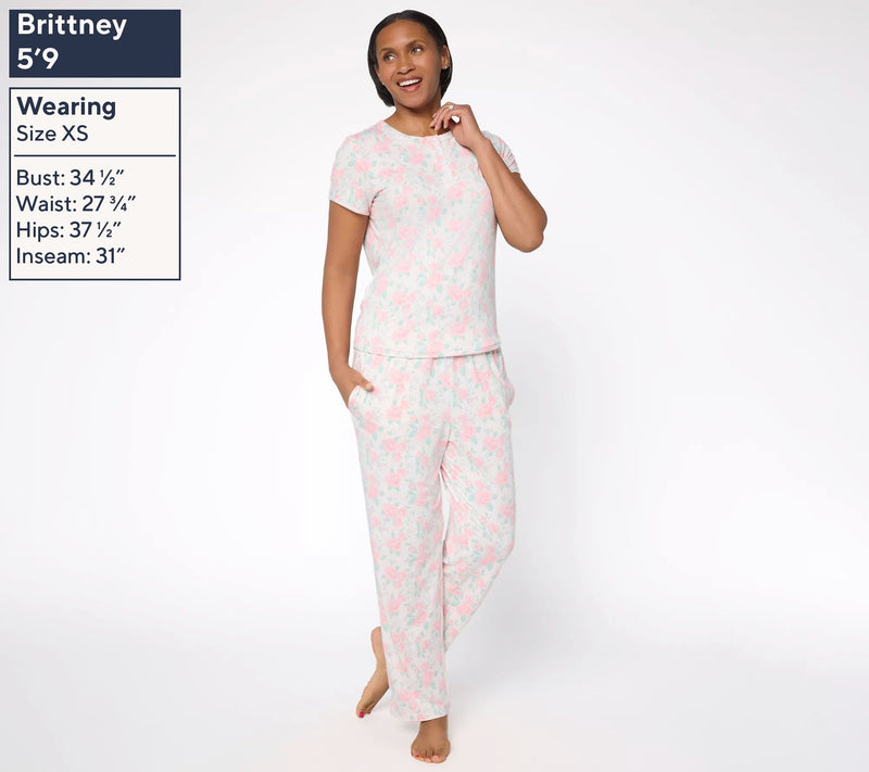 Berkshire Homewear Petite Silky Smooth Henley and Pant Pajama Set — View 9