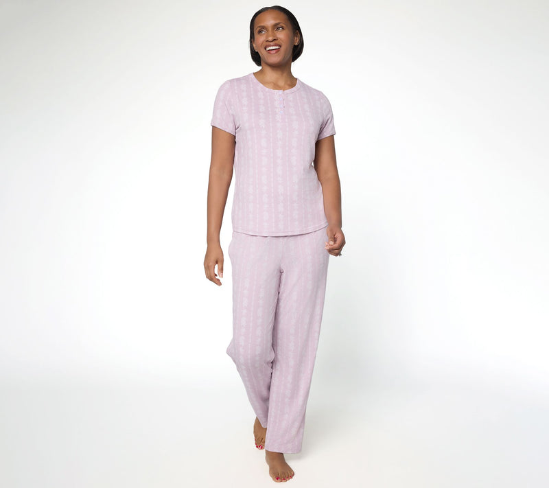Berkshire Homewear Petite Silky Smooth Henley and Pant Pajama Set — View 4