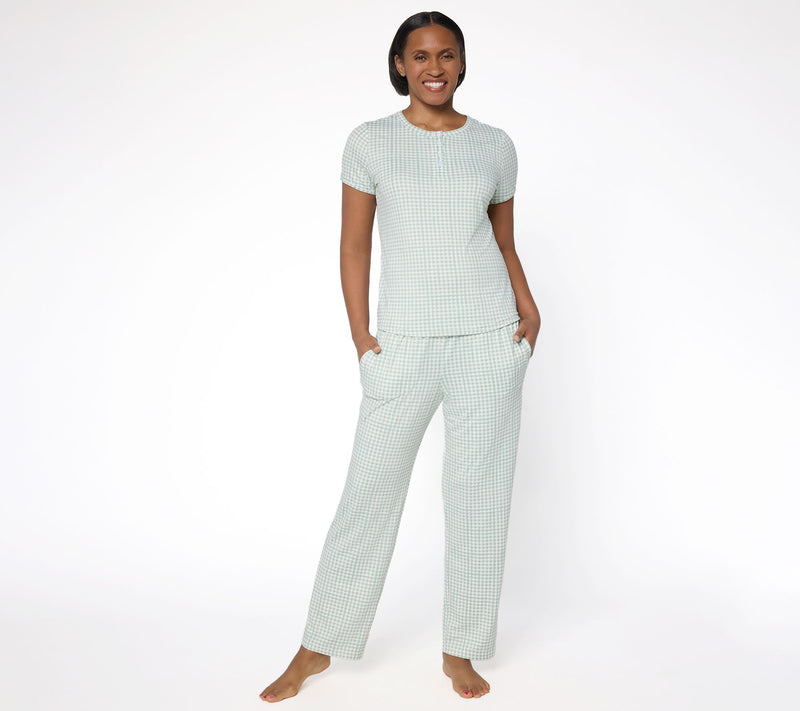 Berkshire Homewear Petite Silky Smooth Henley and Pant Pajama Set — View 7