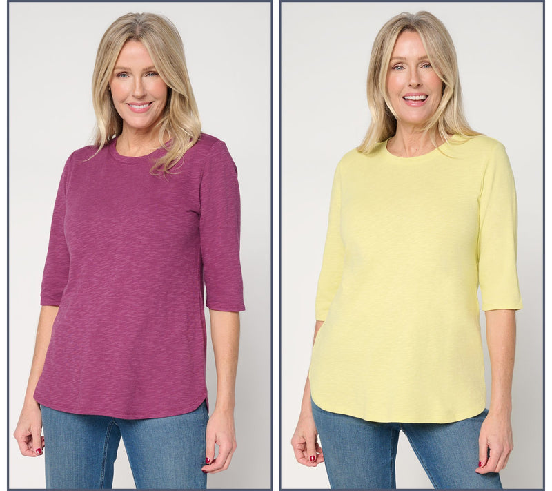 Denim & Co. Essentials Linen Blend 2-Pack Ballet Sleeve Tops — Main view