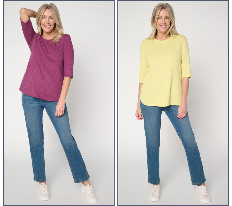 Denim & Co. Essentials Linen Blend 2-Pack Ballet Sleeve Tops — View 5