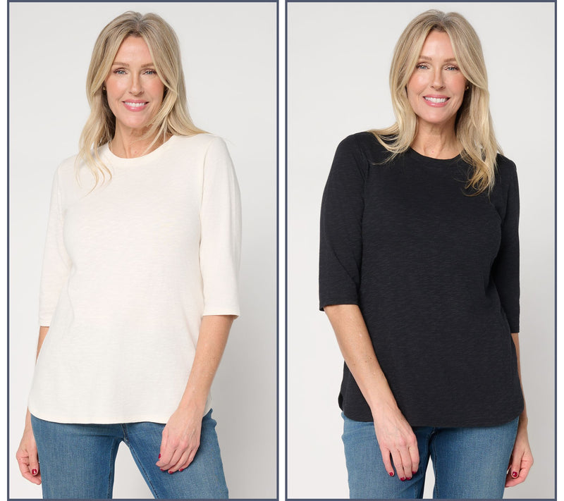 Denim & Co. Essentials Linen Blend 2-Pack Ballet Sleeve Tops — View 12