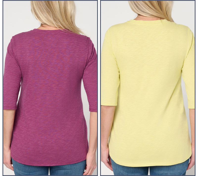 Denim & Co. Essentials Linen Blend 2-Pack Ballet Sleeve Tops — View 4