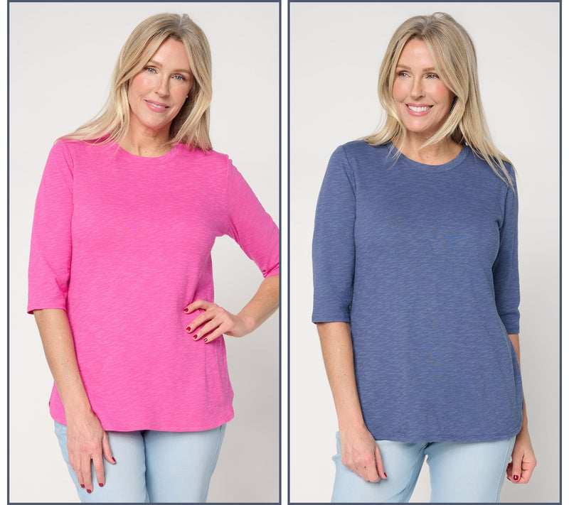 Denim & Co. Essentials Linen Blend 2-Pack Ballet Sleeve Tops — View 13