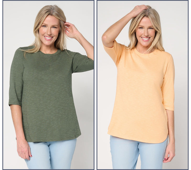 Denim & Co. Essentials Linen Blend 2-Pack Ballet Sleeve Tops — View 14