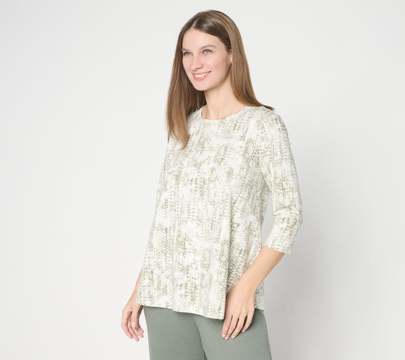 Denim & Co. Beach Jersey Round Neck 3/4 Sleeve Swing Top — View 17