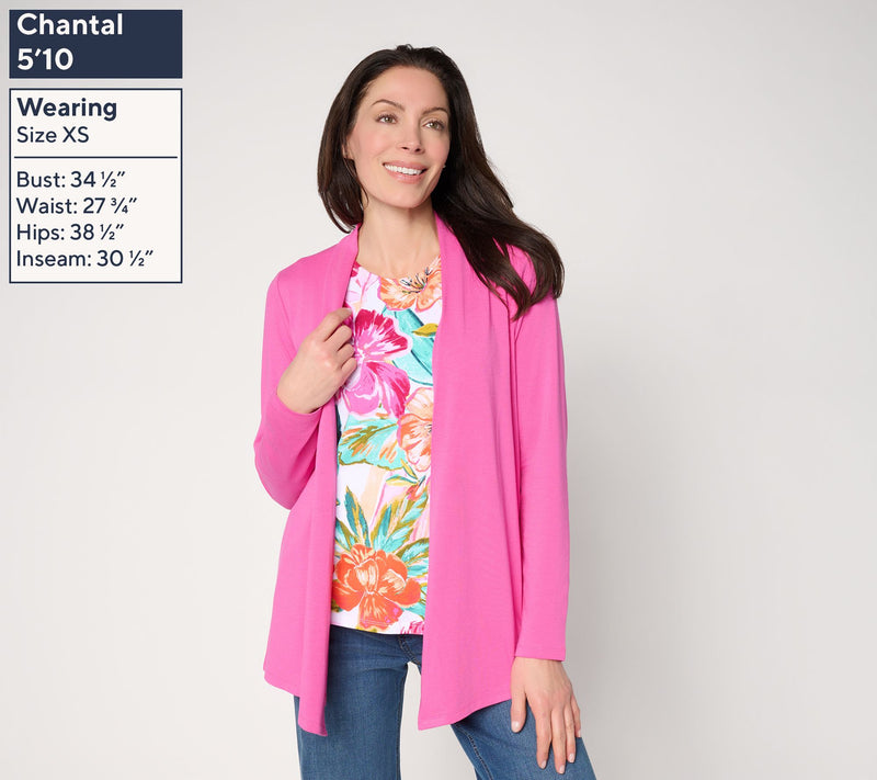 Denim & Co. Beach Jersey Printed Tank & Open Front Cardigan Set — View 3