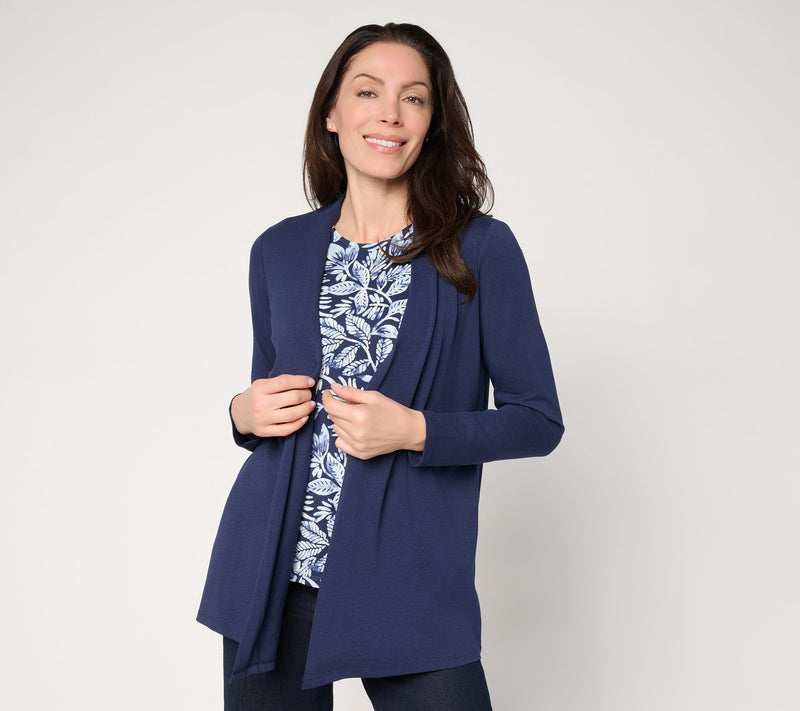 Denim & Co. Beach Jersey Printed Tank & Open Front Cardigan Set — View 13
