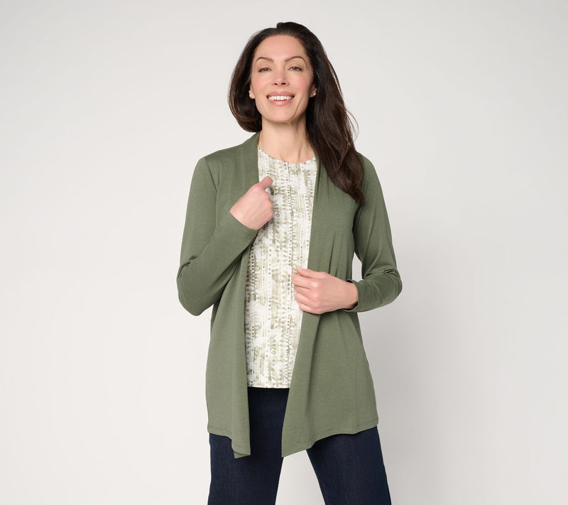 Denim & Co. Beach Jersey Printed Tank & Open Front Cardigan Set — View 15