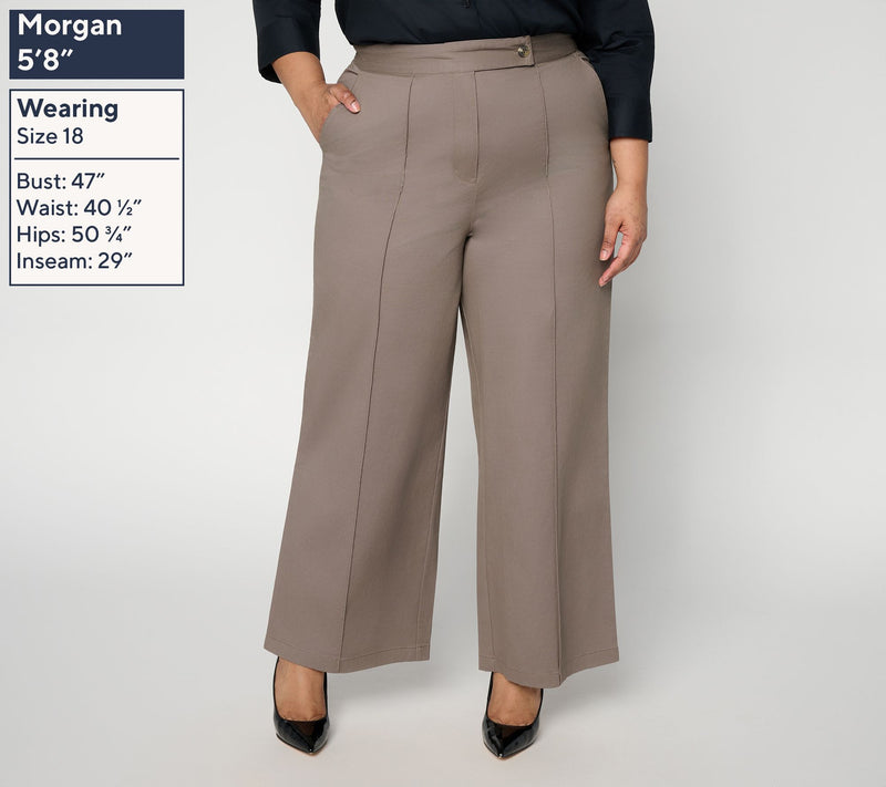 Carla Rockmore Collection Regular Stretch Twill Wide Leg Pants — View 8
