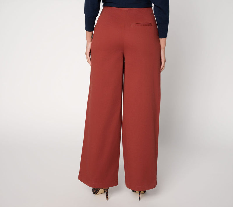 Carla Rockmore Collection Petite Stretch Twill Wide Leg Pants — View 10