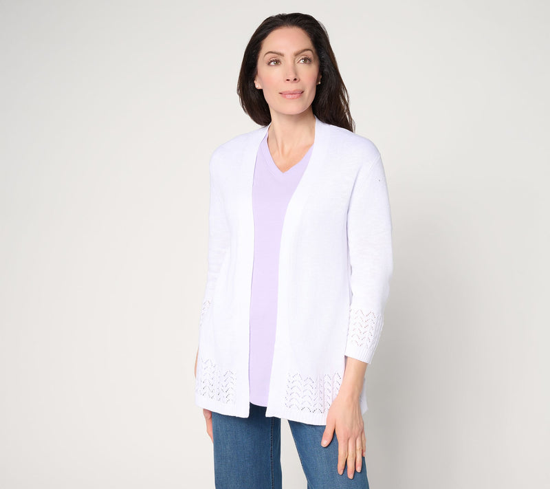 Denim & Co. Beach Pointelle Sweater Cardigan — View 10