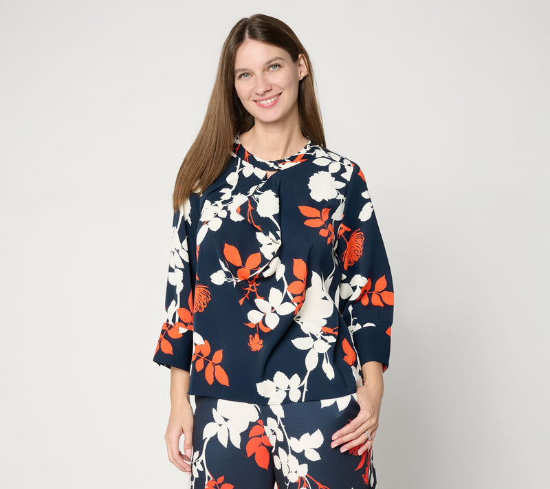 Carla Rockmore Collection Crepe Drape Front Blouse — View 5