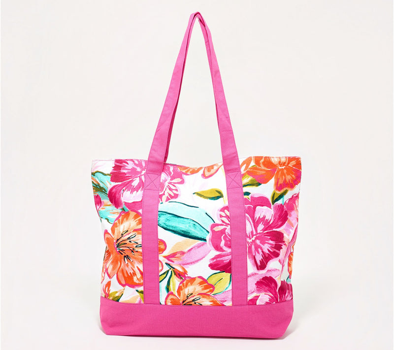 Denim & Co. Beach Printed Tote Bag with Snap Closure — Main view