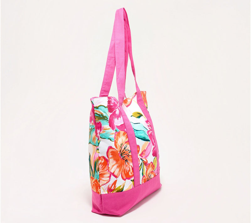 Denim & Co. Beach Printed Tote Bag with Snap Closure — View 2