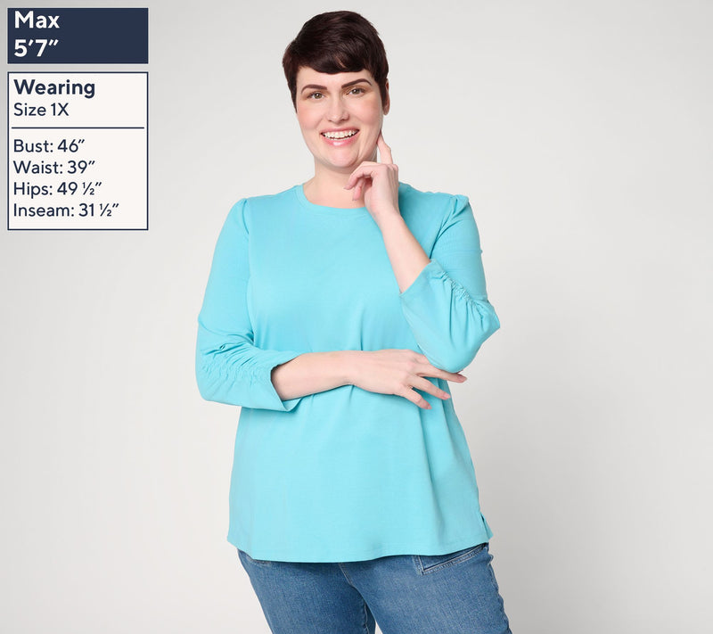 Denim & Co. Perfect Jersey Knit 3/4 Sleeve Crew Neck Top — View 2
