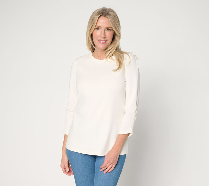 Denim & Co. Perfect Jersey Knit 3/4 Sleeve Crew Neck Top — View 11