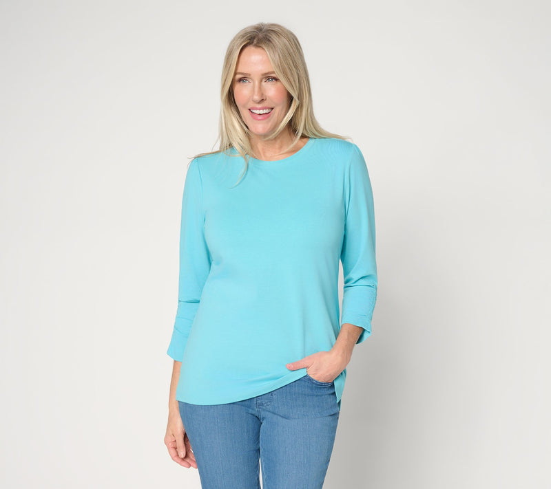 Denim & Co. Perfect Jersey Knit 3/4 Sleeve Crew Neck Top — View 12