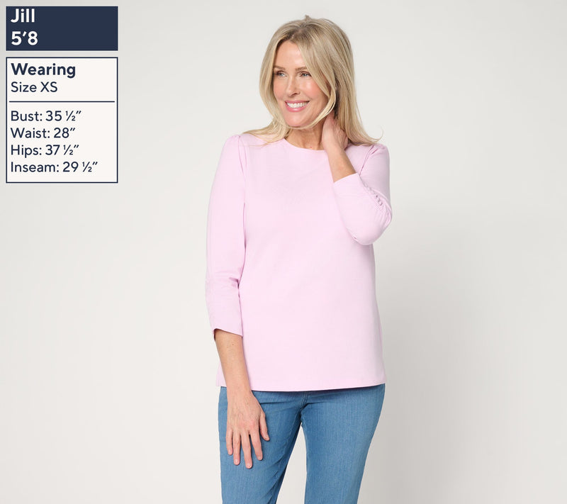 Denim & Co. Perfect Jersey Knit 3/4 Sleeve Crew Neck Top — View 3