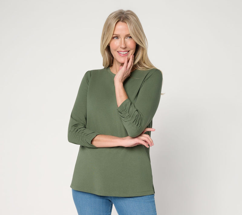 Denim & Co. Perfect Jersey Knit 3/4 Sleeve Crew Neck Top — View 14