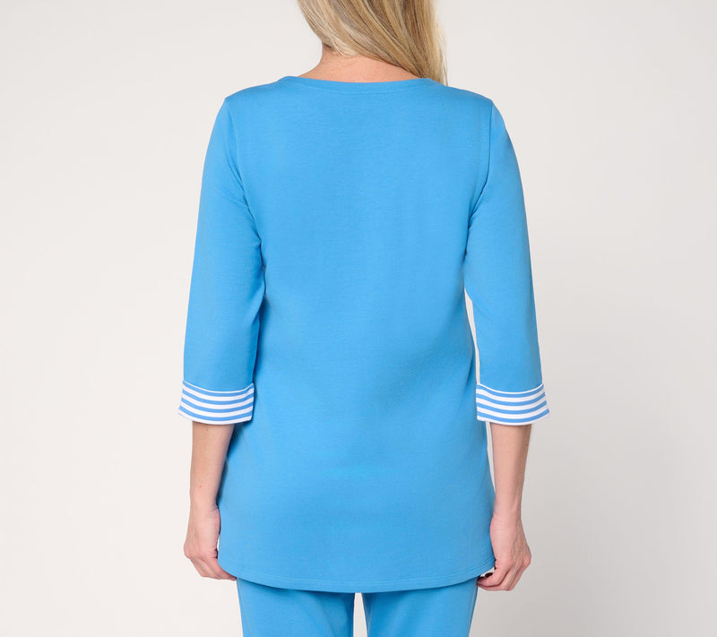 Denim & Co. Active Regular French Terry Split Neck Tunic — View 4