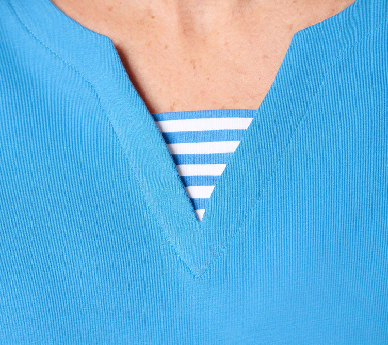 Denim & Co. Active Regular French Terry Split Neck Tunic — View 6