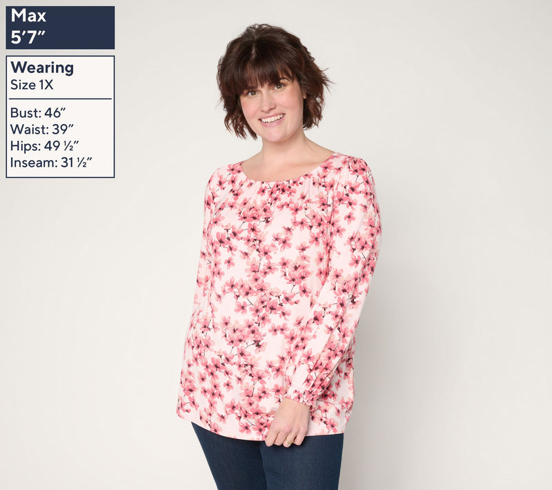 BEAUTIFUL by Lawrence Zarian Printed Gathered Boat Neck Blouse — View 2