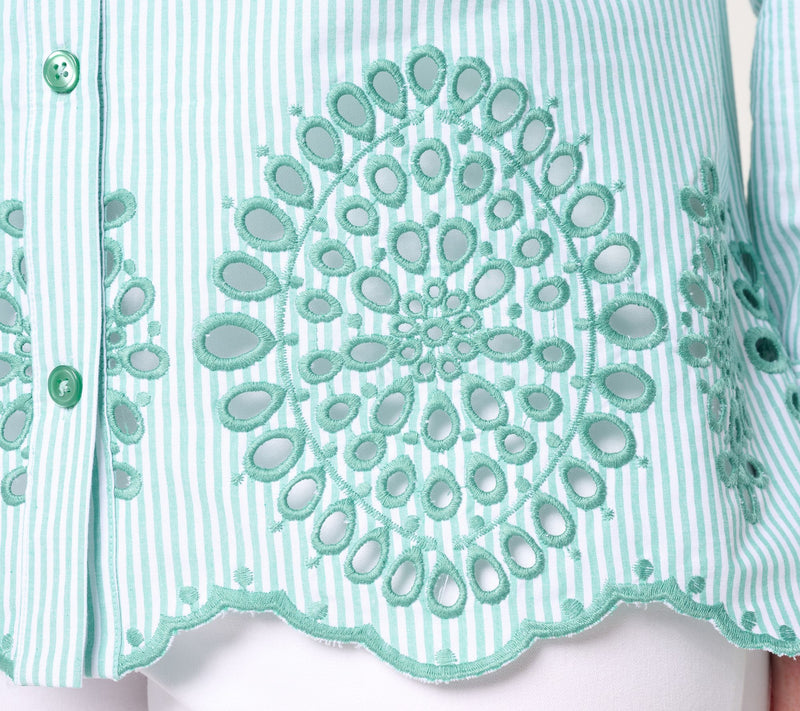 Joan Rivers Pet Eyelet Border Button Down Modern Fit Tunic — View 17