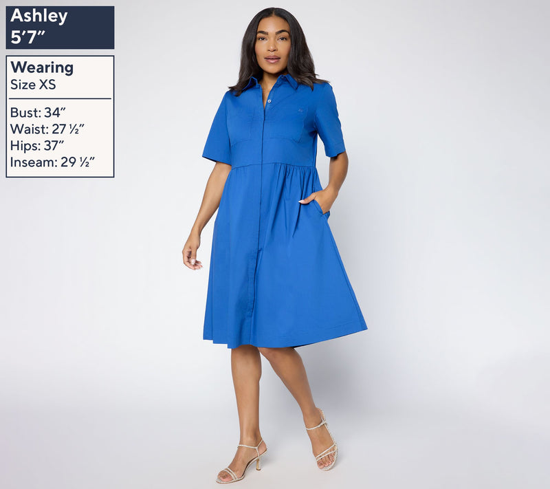 Joan Rivers Petite Stretch Poplin Button-Down Midi Dress — View 3