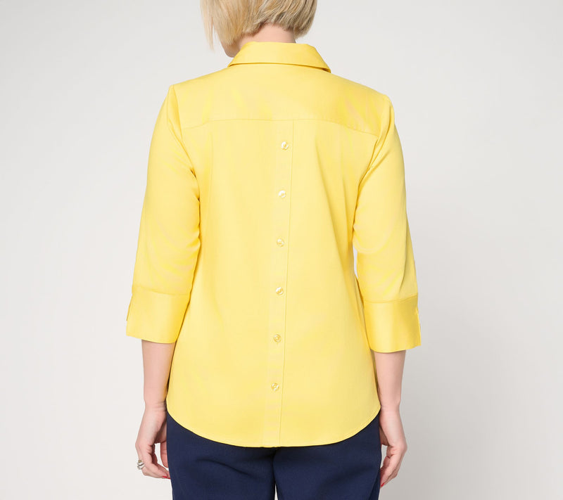 Joan Rivers Stretch Cotton Sateen Button-Back Shirt — View 6