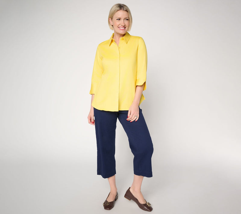 Joan Rivers Stretch Cotton Sateen Button-Back Shirt — View 7