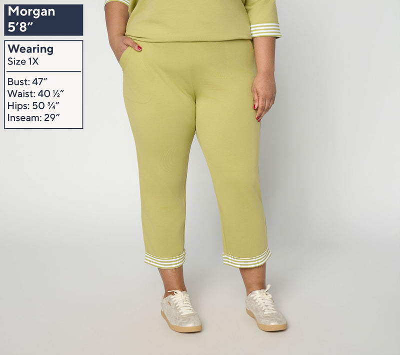 Denim & Co. Active Petite French Terry Straight Leg Crop Pants — View 2