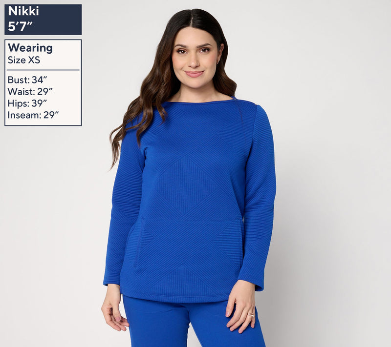 Denim & Co. Active Pattern Jacquard Top w/ Pockets — View 3
