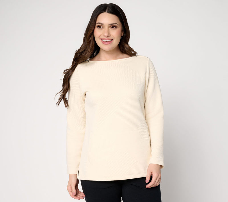 Denim & Co. Active Pattern Jacquard Top w/ Pockets — View 12