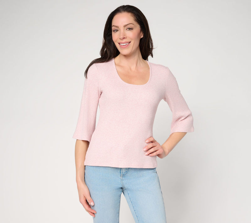 Me by Jennie Garth Rib Knit Top with Scoop Neck & Flare Sleeves — View 12