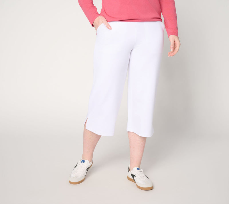 Denim & Co. Active Regular French Terry Wide Leg Capris w/ Side Slits — View 12