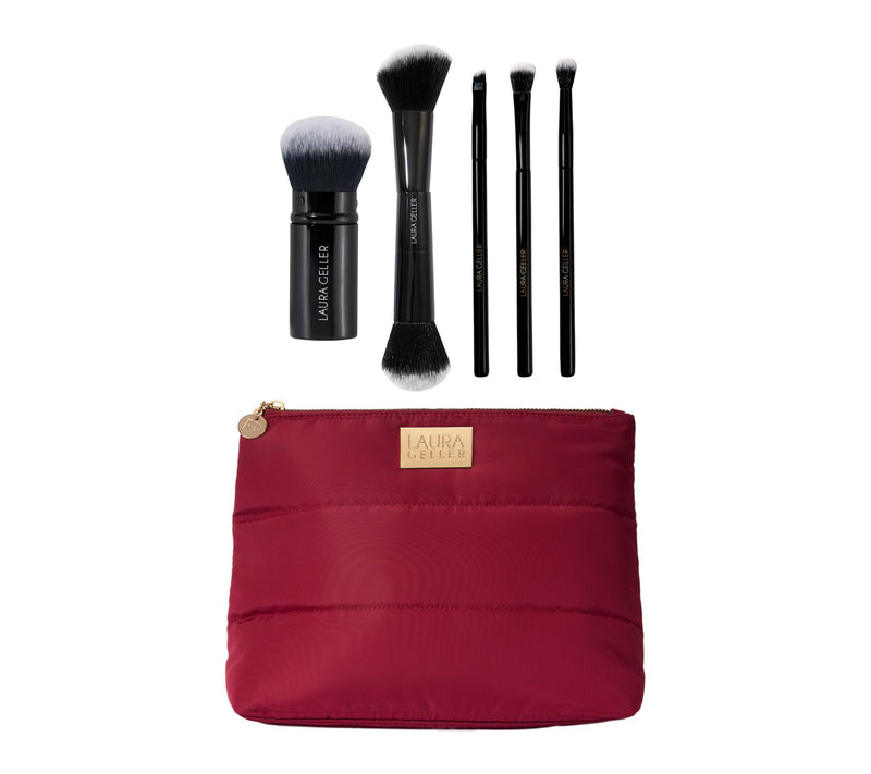 Laura Geller 5PC Brush Collection & Quilted Make-Up Bag — Main view