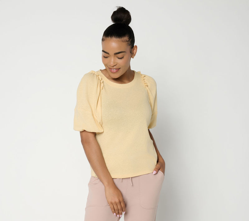 Barefoot Dreams Slub Jersey Puff Sleeve Tee — View 13
