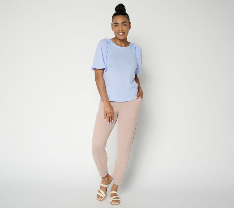 Barefoot Dreams Slub Jersey Puff Sleeve Tee — View 5