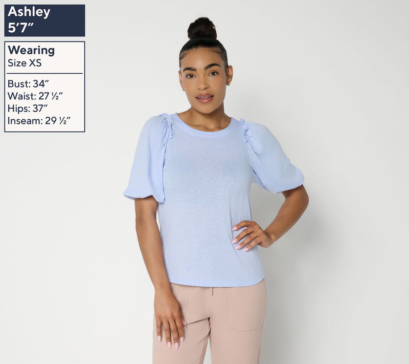 Barefoot Dreams Slub Jersey Puff Sleeve Tee — View 3