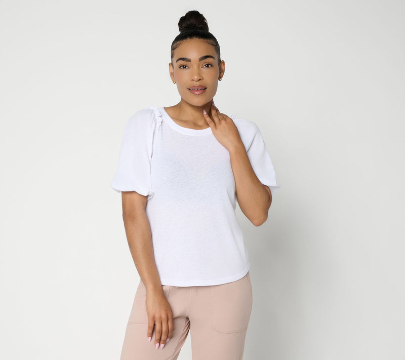 Barefoot Dreams Slub Jersey Puff Sleeve Tee — View 14