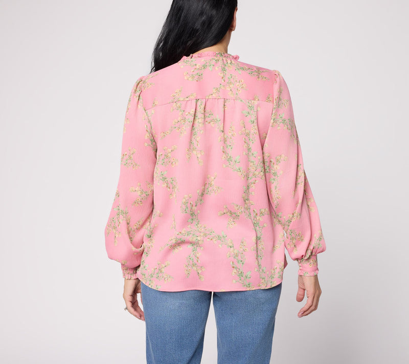 Ree by the Pioneer Woman Long Sleeve Blouse with Ruffle Neckline — View 4